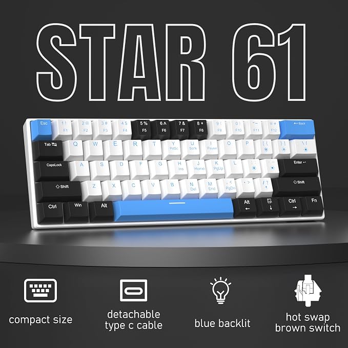 60% Mechanical Gaming Keyboard, Mixed Color Keycaps Gaming Keyboard - Image 2