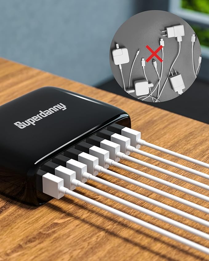 USB Charger Station, SUPERDANNY 8-Port Desktop Charging Station - Image 6