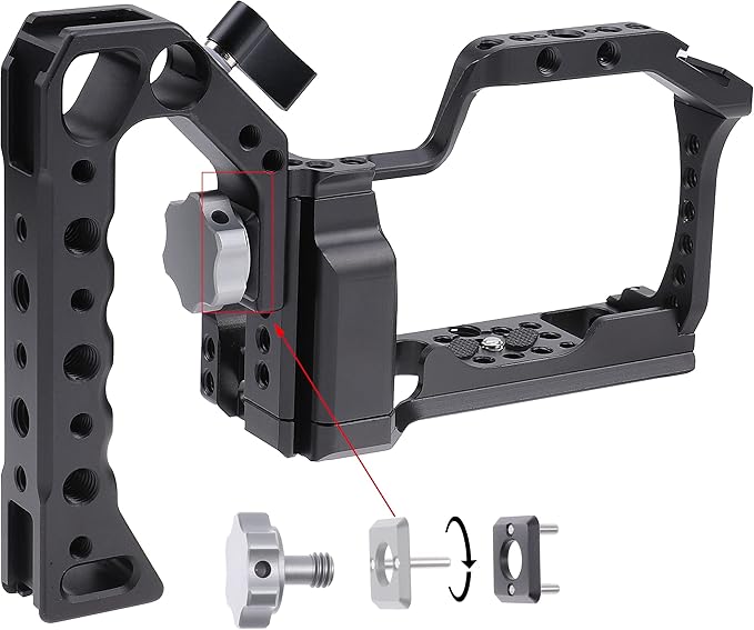 FocusFoto Camera Cage +Top/Side Handle Grip Kit, Aluminium Alloy Video - Image 5