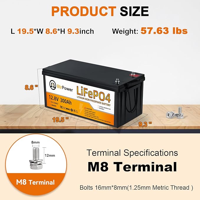 12V 300Ah Lithium Battery LiFePO4 Deep Cycle Battery, 200A BMS, Home Storage - Image 2