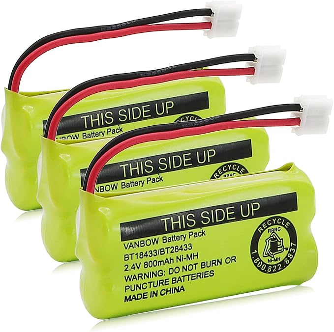 BT18433/BT28433 2.4V 800mAh Ni-MH Cordless Phone Battery, Also Compatible by VANBOW