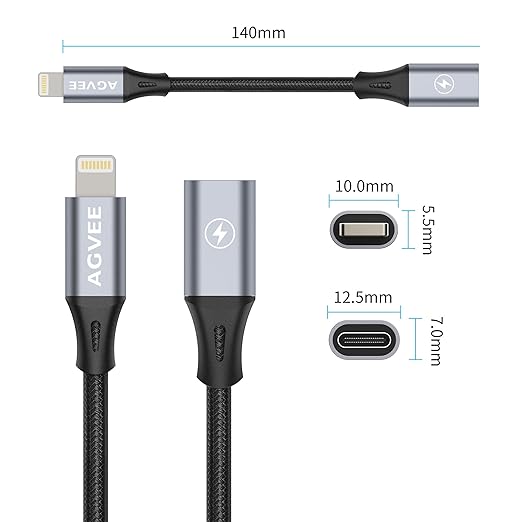 AGVEE 2 Pack 4 inch USB-C Female to Lightning Male Adapter, 30W Fast Charging - Image 7
