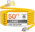 12 Gauge 50 FT Heavy Duty Outdoor Extension Cord Waterproof by Deeklify