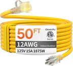 12 Gauge 50 FT Heavy Duty Outdoor Extension Cord Waterproof by Deeklify