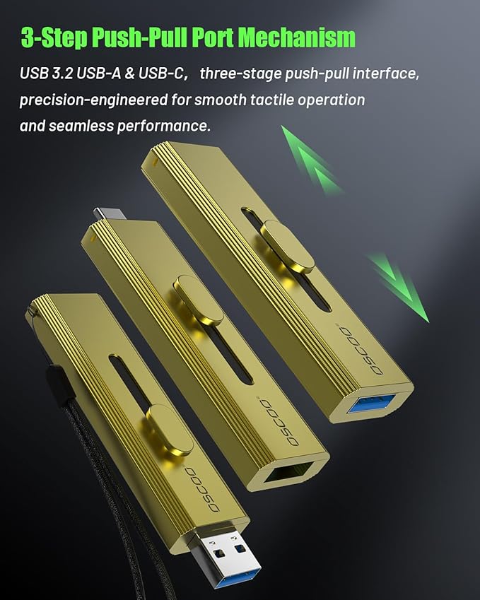 2TB USB SSD Flash Drive, USB 3.2 Gen2 Type-C & USB-A Dual Thumb Drive, External - Image 5