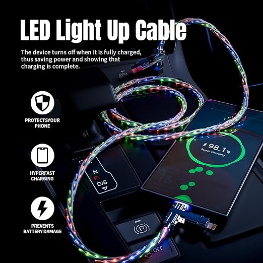 4 in 1 Charging Cable Fast Charging 66W, USB C Cable 3.3 FT Chubby USB A/C to - Image 3