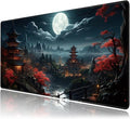 Japanese Full Moon Large Mouse Pad, Gaming Keyboard Desk Pad, Extended Mouse by BAHDSISFA