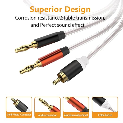 HOSONGIN RCA to Banana Plug Speaker Cable 3.3 Feet -2 Pack - Image 3