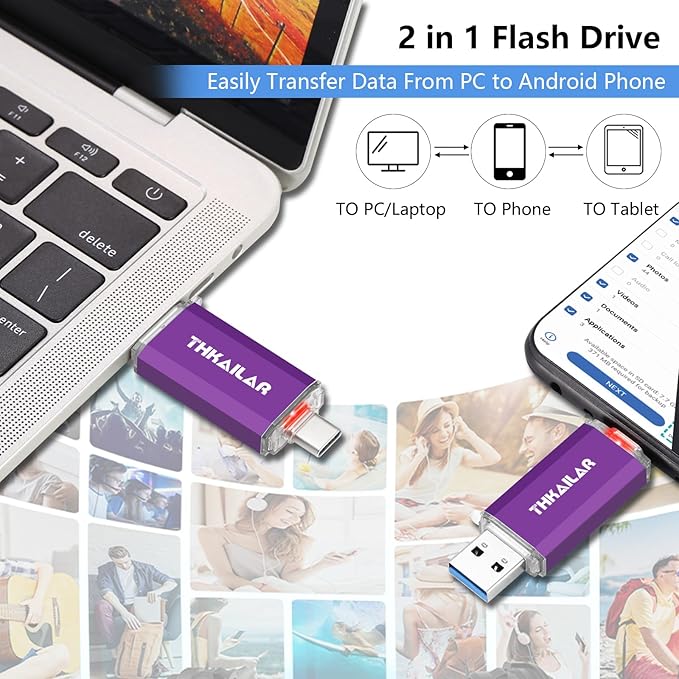 Thkailar 1TB USB C Flash Drive 3.1 USB A and Type C Ports, Thumb Drive - Image 2