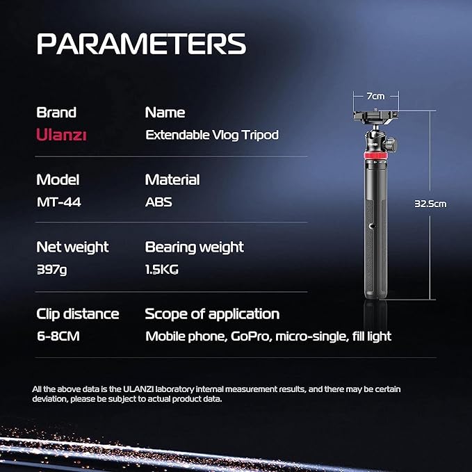ULANZI MT-44 Extendable Phone Tripod, 360° Ball Head Camera Tripod - Image 3