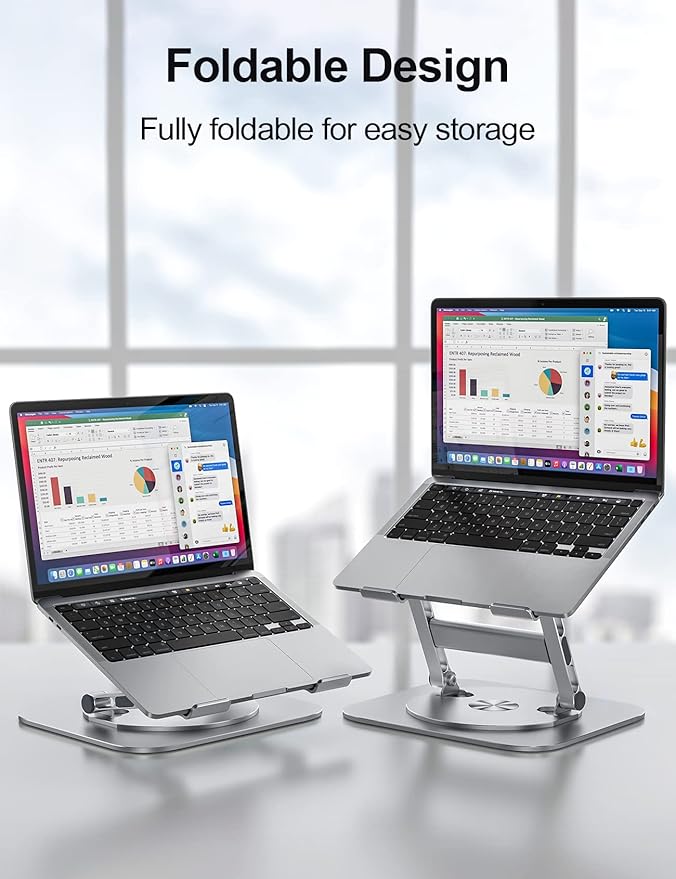 Laptop Stand for Desk, 360 Rotating Base Aluminum Computer Stand Ergonomic - Image 4