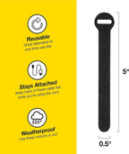 Self-Gripping Cable Ties by Wrap-It Storage, 5 Inch Straps – Reusable Hook and - Image 3
