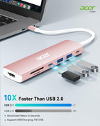 Acer USB Hub, 7 in 1 USB C to HDMI Multi-Port Adapter, 2 USB 3.1 GEN1 and 5Gbps - Image 4
