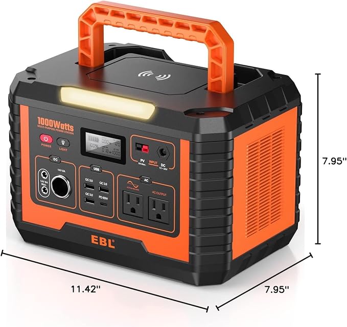 EBL Portable Power Station 1000W, Camping Solar Generator 270000mAh - Image 7