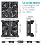 Wathai Cooling Case Fan for Receiver DVR Xbox TV Box Router 120mm x 25mm 5V USB - Image 5