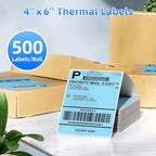 4x6 Thermal Labels, 1 Packs of 500 4x6 Fold Labels Blue - Image 2