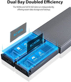 ORICO Dual M.2 NVMe SATA SSD Enclosure, USB C to M2 Adapter - Image 2