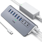 Powered USB Hub 10Gbps, intpw YH6AC 9-Port USB Splitter by intpw
