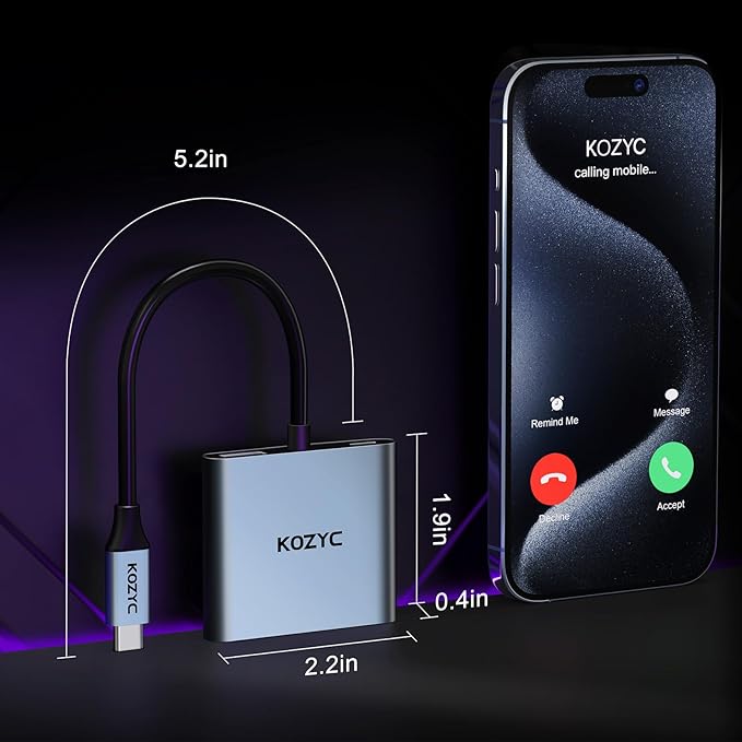 USB C to Dual HDMI Adapter 4K@30Hz, KOZYC USB C Hub Multiport Adapter - Image 7