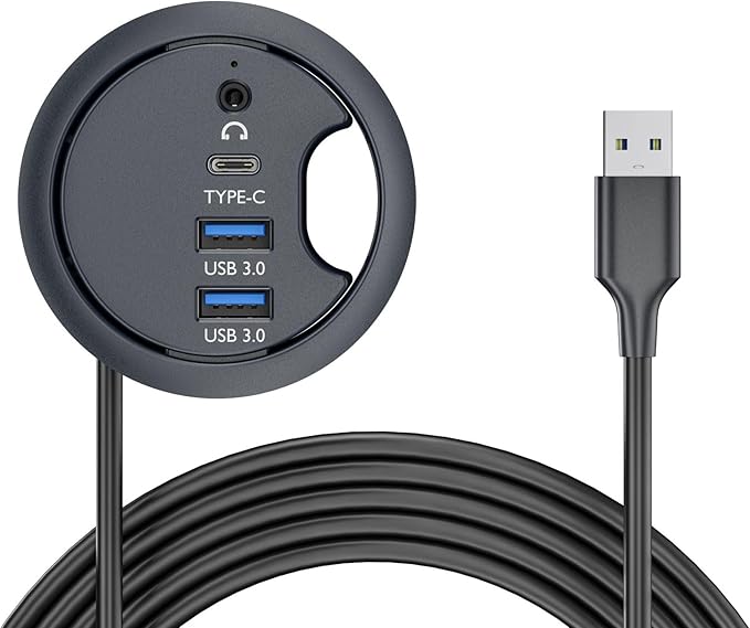 USB 3.0 Hub Sound Card USB-C 2 Port USB 60mm Desk Grommet Splitter Dock Station by NFHK