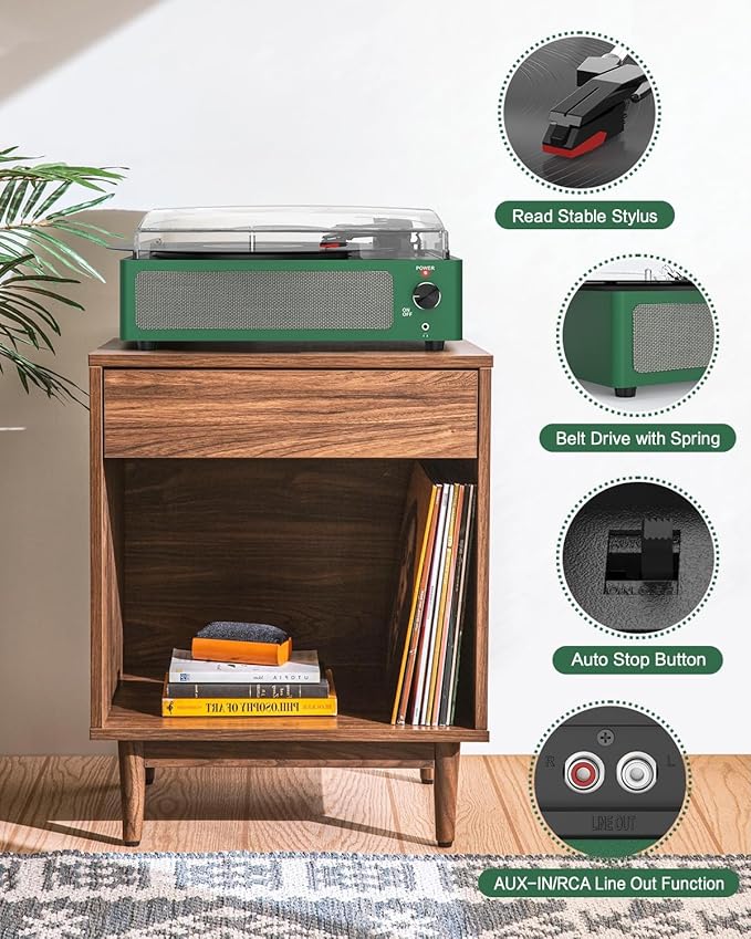 Vinyl Record Player with Speakers & Wireless Receiver Turntable - Image 4