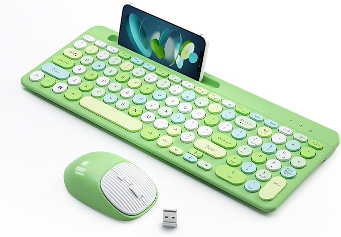 Retro Wireless Keyboard and Mouse Combo, Full-Size USB Keyboard by Unknown
