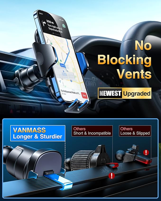VANMASS True Military-Grade Car Phone Holder Strongest Suction & Clip Cell - Image 4