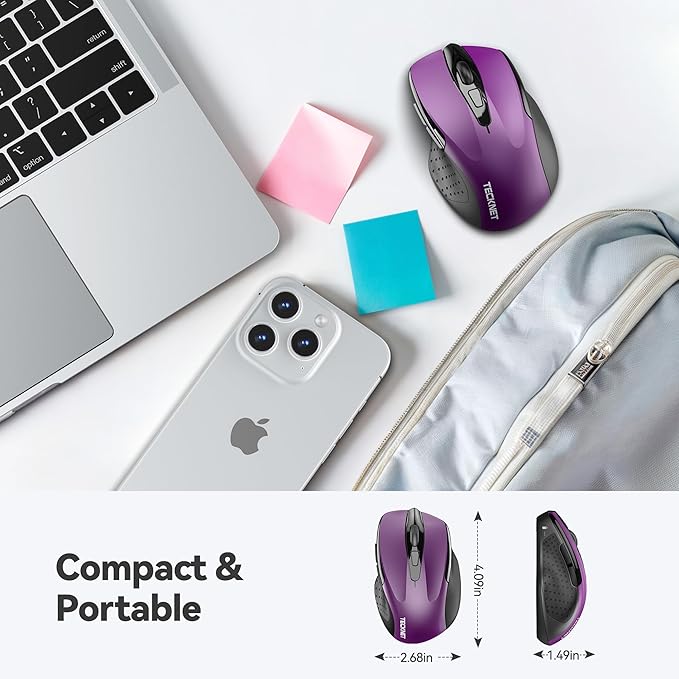 TECKNET Rechargeable Wireless Mouse, USB-A Silent Mouse, Quiet Click, 6 - Image 3