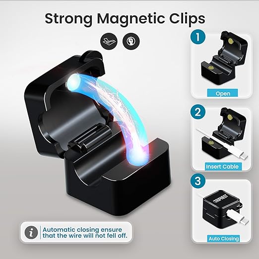 8 Pack Magnetic Cable Clips for Desk, Strong Adhesive Cord Organizer for Cable - Image 2