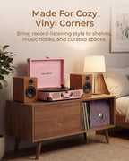 Vinyl Record Player with Bluetooth Output & Input, Treble & Bass Control - Image 10