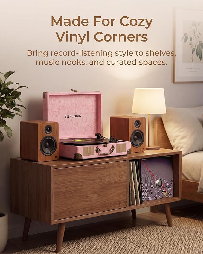 Vinyl Record Player with Bluetooth Output & Input, Treble & Bass Control - Image 10