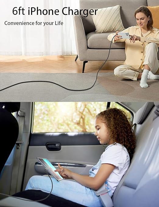 6ft USB C to Lightning Cable 2Pack, MFi Certified 27W iPhone 14/13/12 Super - Image 3