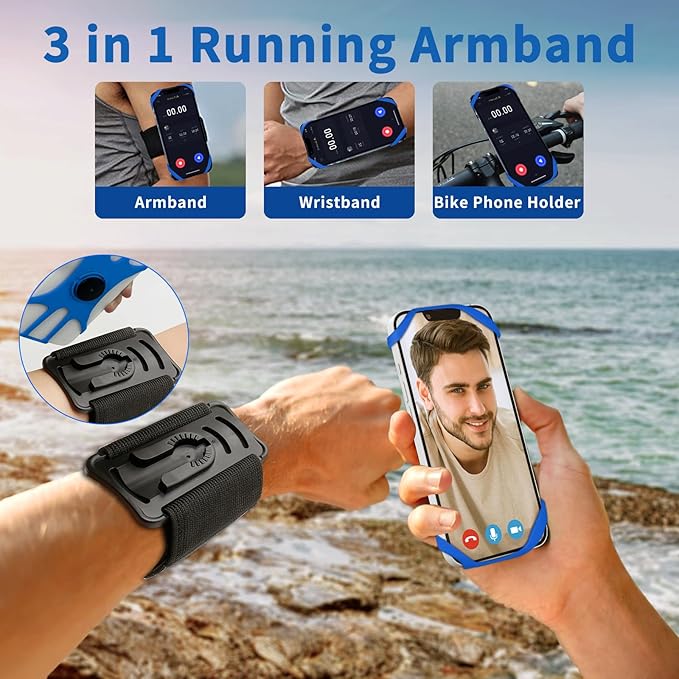 3in1 Phone Holder for Running, Arm Band/Wrist Holder/Bike Mount, Phone Armbands - Image 2