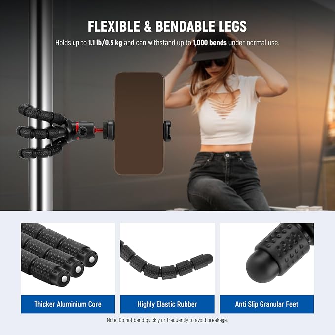 NEEWER Tripod for iPhone with Remote/Action Camera Mount Adapter/Phone Holder - Image 3