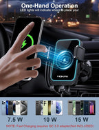 Wireless Car Charger, MOKPR 15W Fast Charging Auto Clamping Air Vent Car Phone - Image 4
