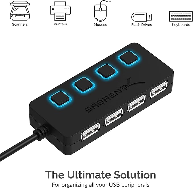 SABRENT 4 Port USB 2.0 Data Hub - Image 5