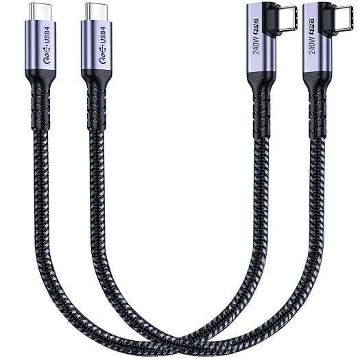 1FT USB 4 Cable Right Angle, 240W USB C Cable, 40Gbps High Speed Data Transfer by SUMPK
