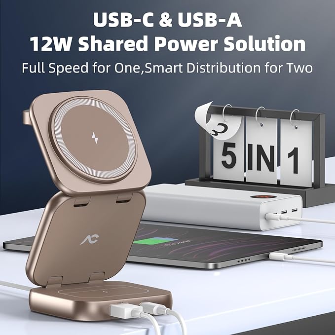 5-in-1 Wireless Charger for MagSafe, AC ISLAND Portable Travel Charging Station - Image 3