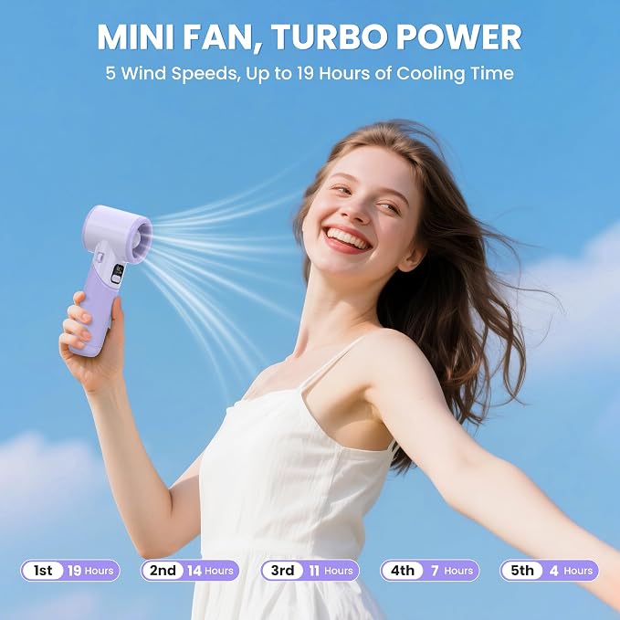Portable Handheld Fan - 5000mAh Rechargeable Battery - Image 2
