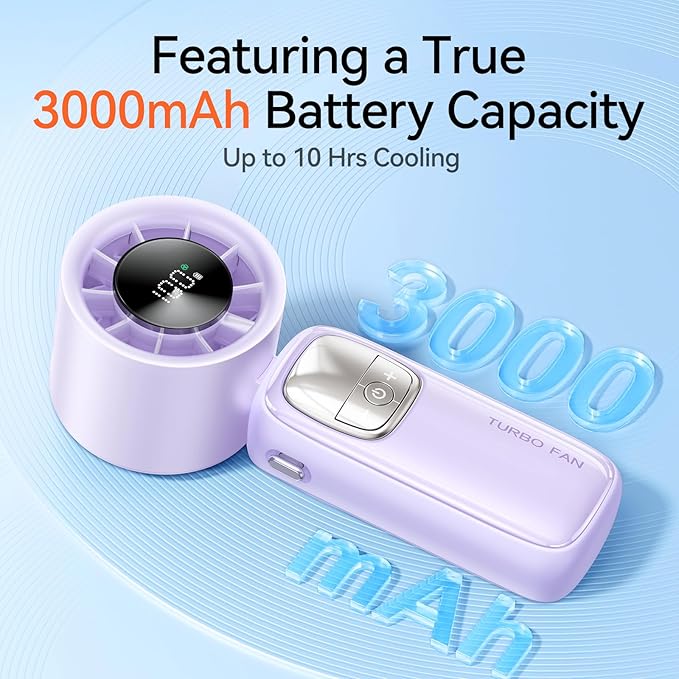 3-in-1 Portable Handheld Turbo Fan-100 Speeds, 11000 RPM, 10Hrs Cooling - Image 6