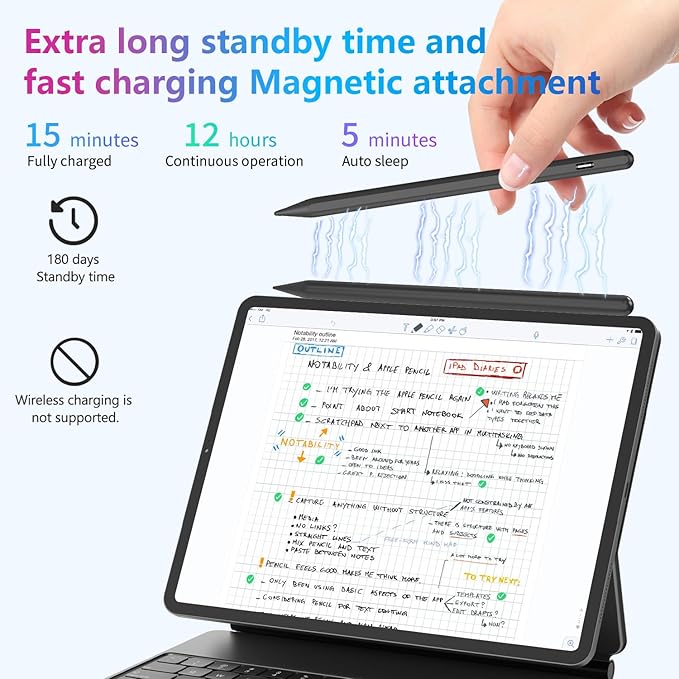 Stylus Pen for iPad 10th 9th 8th 7th 6th Generation, 15Mins Fast Charge for - Image 6
