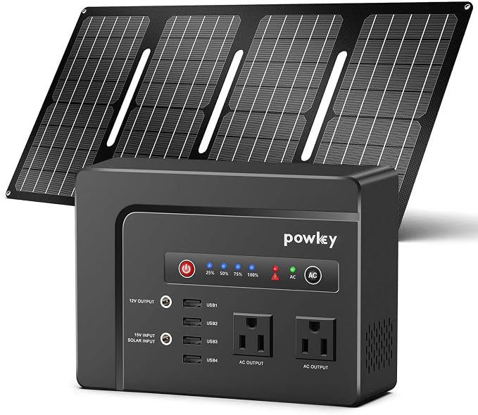 Powkey Solar Powered Generator, 200W Portable Solar Generator Power Station by POWKEY