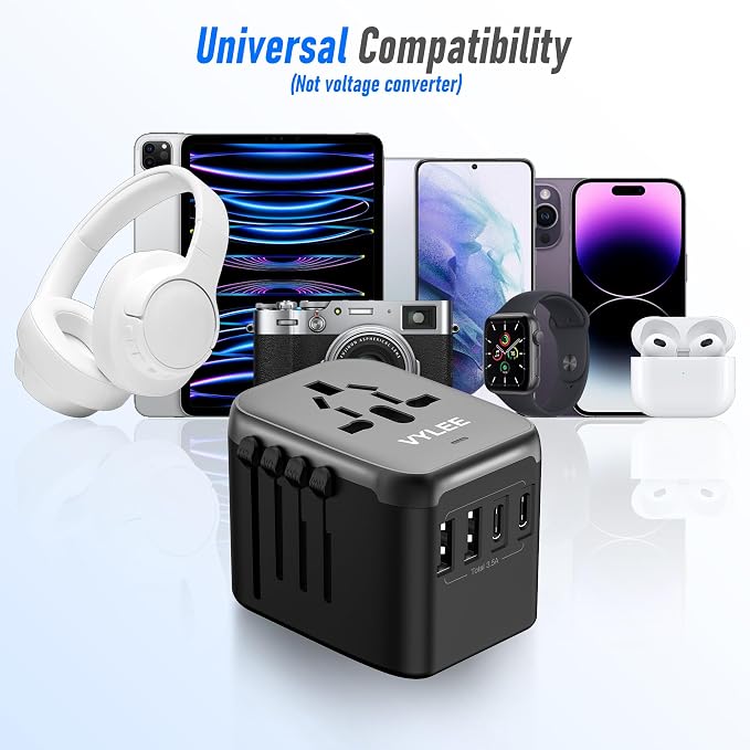 Universal Travel Adapter, VYLEE 5 in 1 International Power Adapter, 3.5A - Image 6