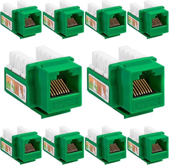 Cmple - 10 Pack Cat5e Keystone Jack Insert Punch Down RJ45 Connectors RJ45 by Cmple
