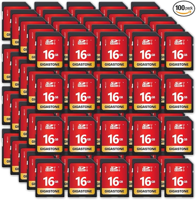 GIGASTONE 16GB SD Card 100-Pack UHS-I U1 Class 10 SDHC Memory Card High Speed by Gigastone