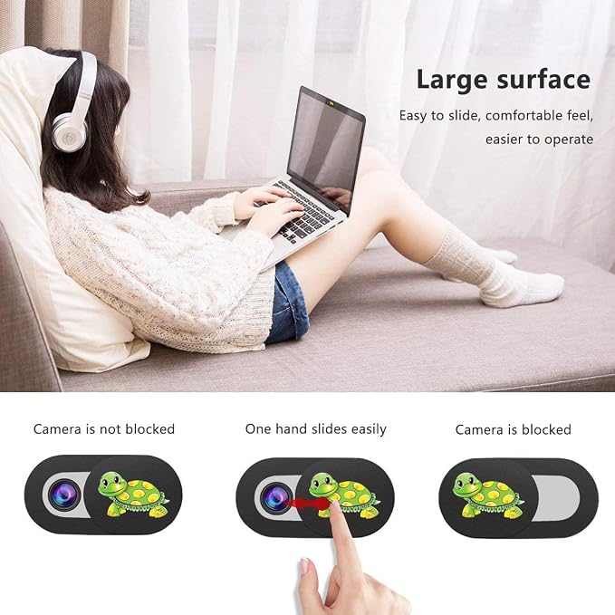 3 Pack Laptop Web Camera Cover Ultra Thin Webcam Cover Slide Turtle Printed - Image 3