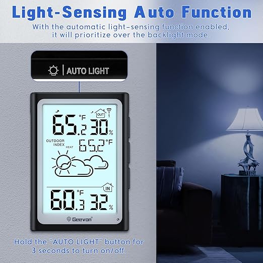 Geevon Large Display Digital Thermometer Hygrometer, Accurate Indoor Outdoor - Image 2