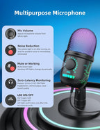 USB Microphone for PC, RGB Computer Microphone - Image 2