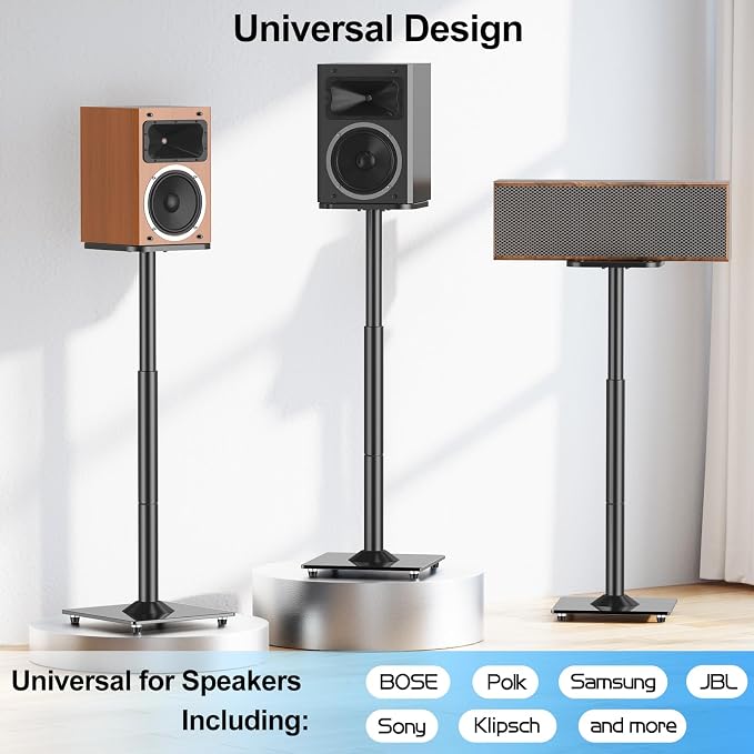 MOUNTUP Universal Speaker Stands Pair 28.3" to 37.4" Height Adjustable Floor - Image 7