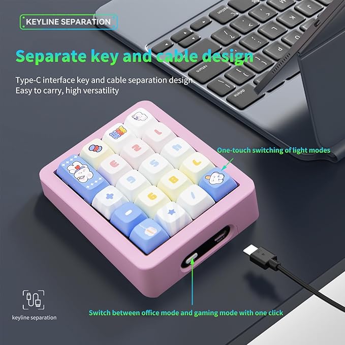 Adventurers K812 Wired Mechanical Numeric Keypad, 19-Key Hot-Swappable RGB - Image 7